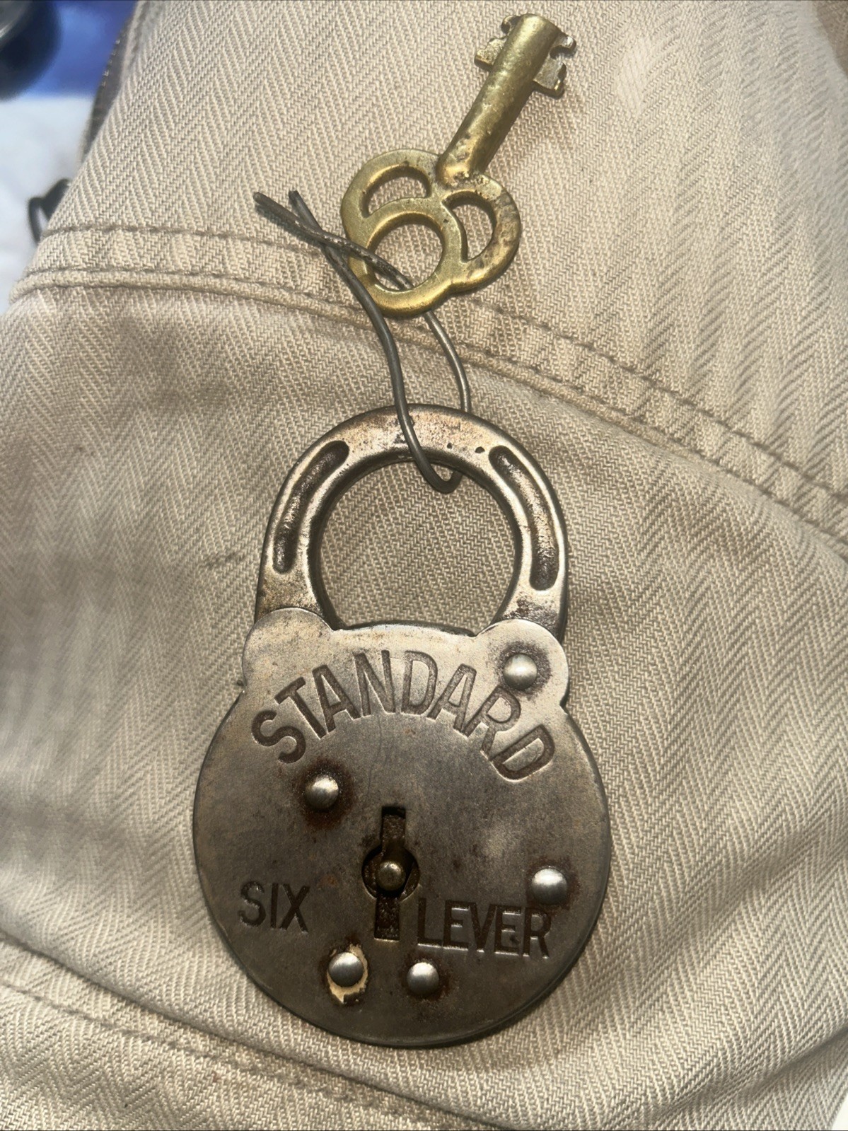 Vintage Six-Lever Lock with Key