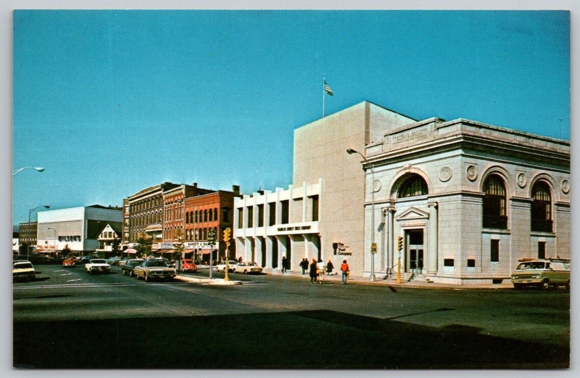 Vintage Main Street Greenfield Massachusetts along Mohawk Trail Postcard