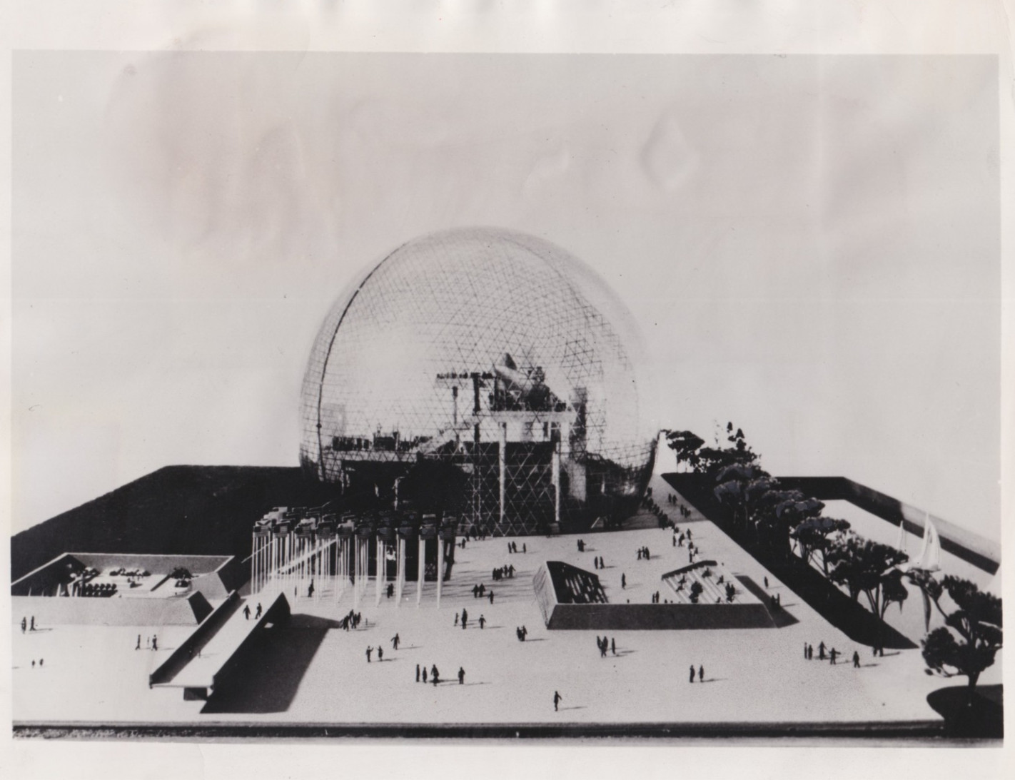 1966 Press Photo Expo 67 US Pavilion Geodesic Dome Model by Buckminster Fuller