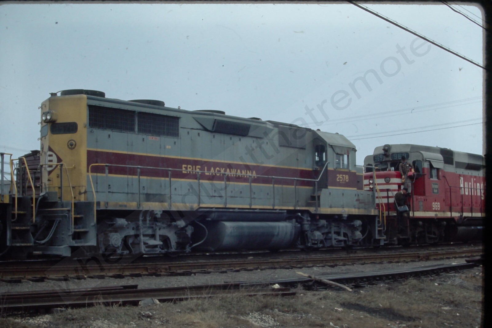 Original Slide Erie Lackawanna EL 2578 EMD GP35 Cicero ILL 4-8-1970 (YY) (VX)