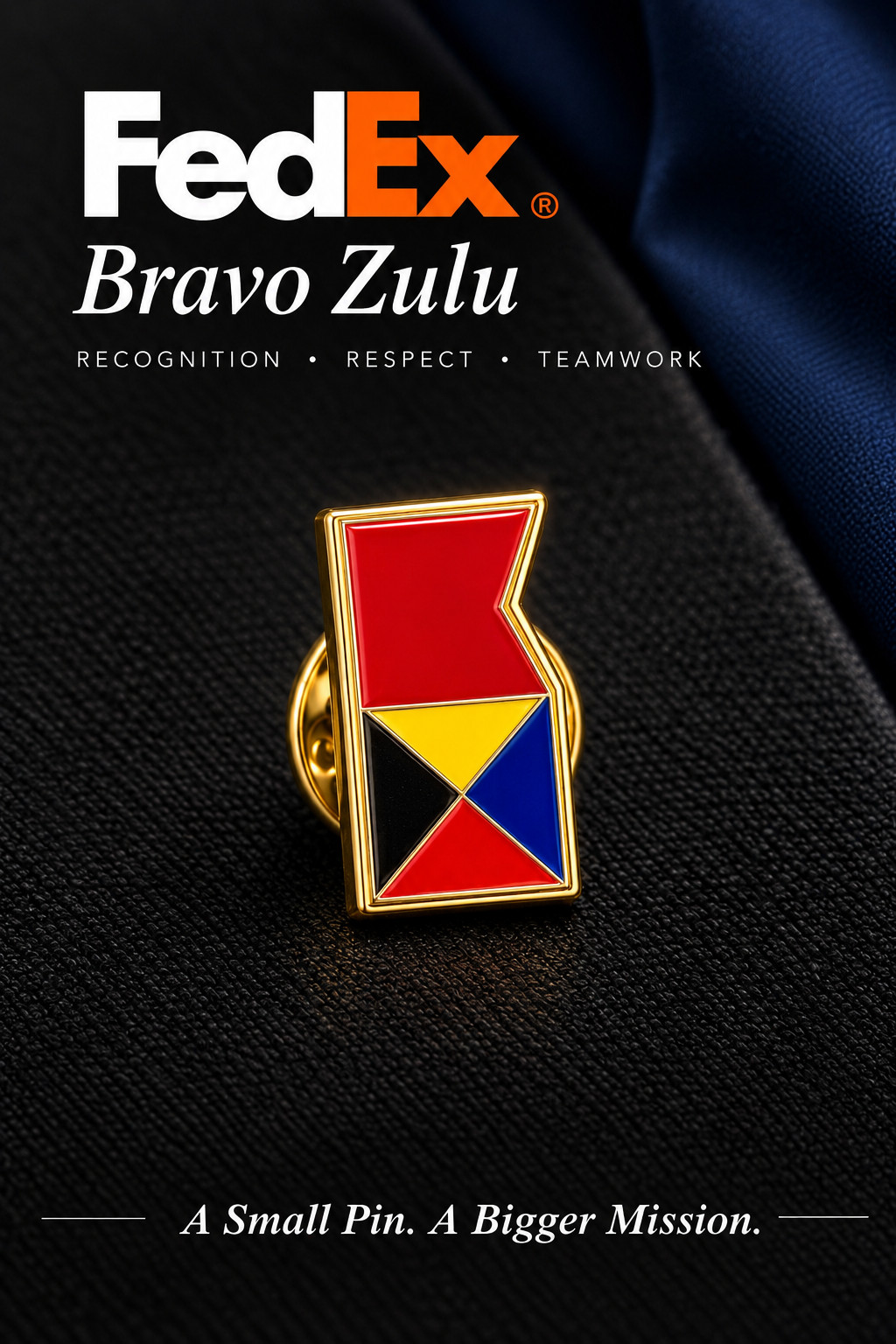 NEW FedEx - BZ BravoZulu Enamel Pin & 8x10 Certificate, Vintage & Retired