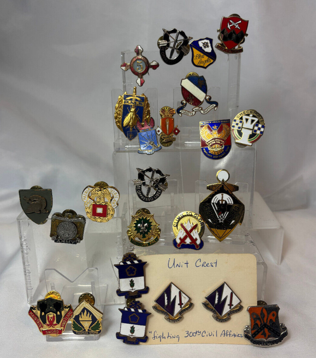 Vtg US & French Military Mixed Pin Lot Regiment Infantry Maritime Battalion