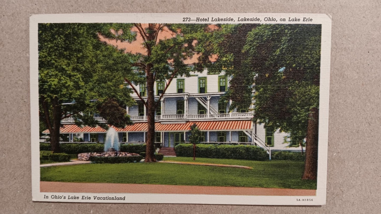 Postcard, Linen - Hotel Lakeside, Lakeside, OH - Posted, 1946