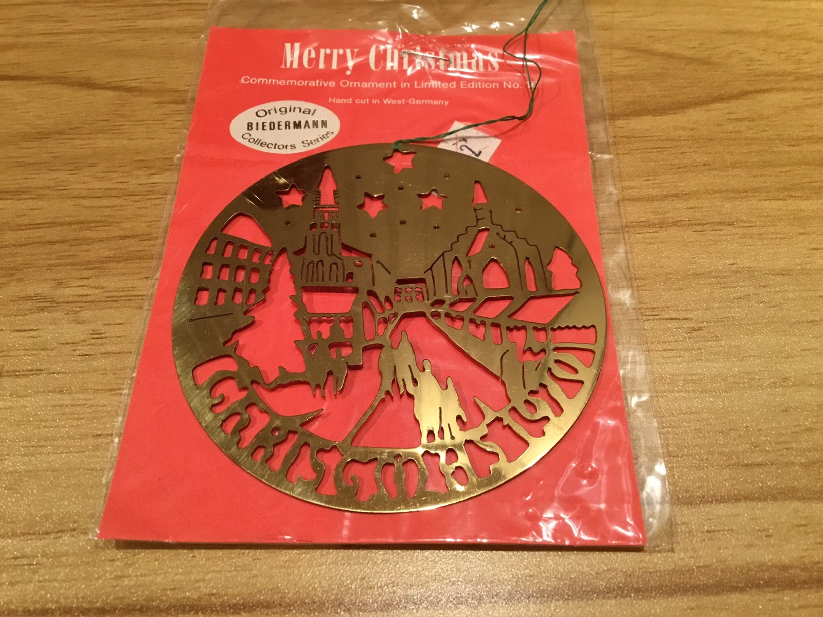 Beidermann Hand cut Brass Christmas Ornament 1970(First Year)