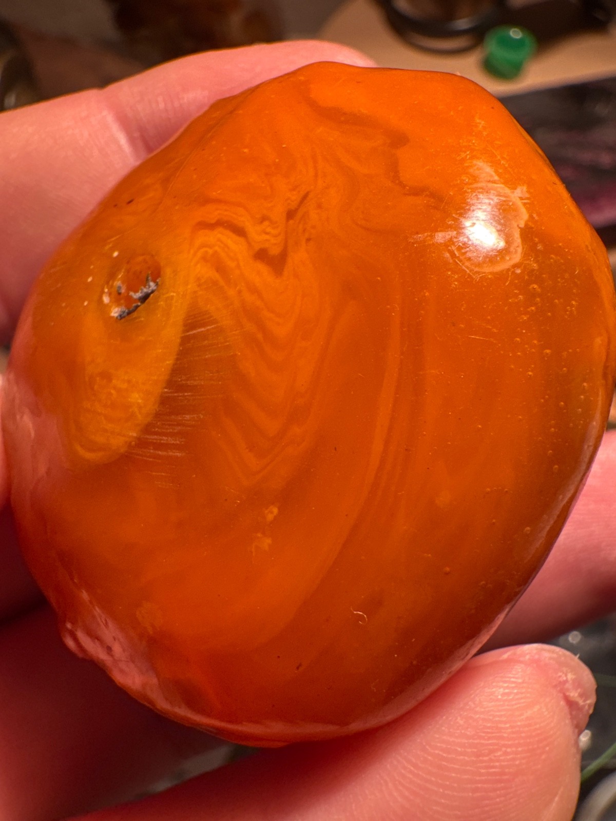 Huge Antique Moroccan Berber Pressed Amber Bead Luban 48.20g - Beautiful Marbled