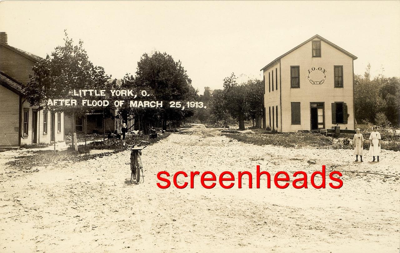 1913 RPPC PHOTO FLOOD LITTLE YORK OHIO 