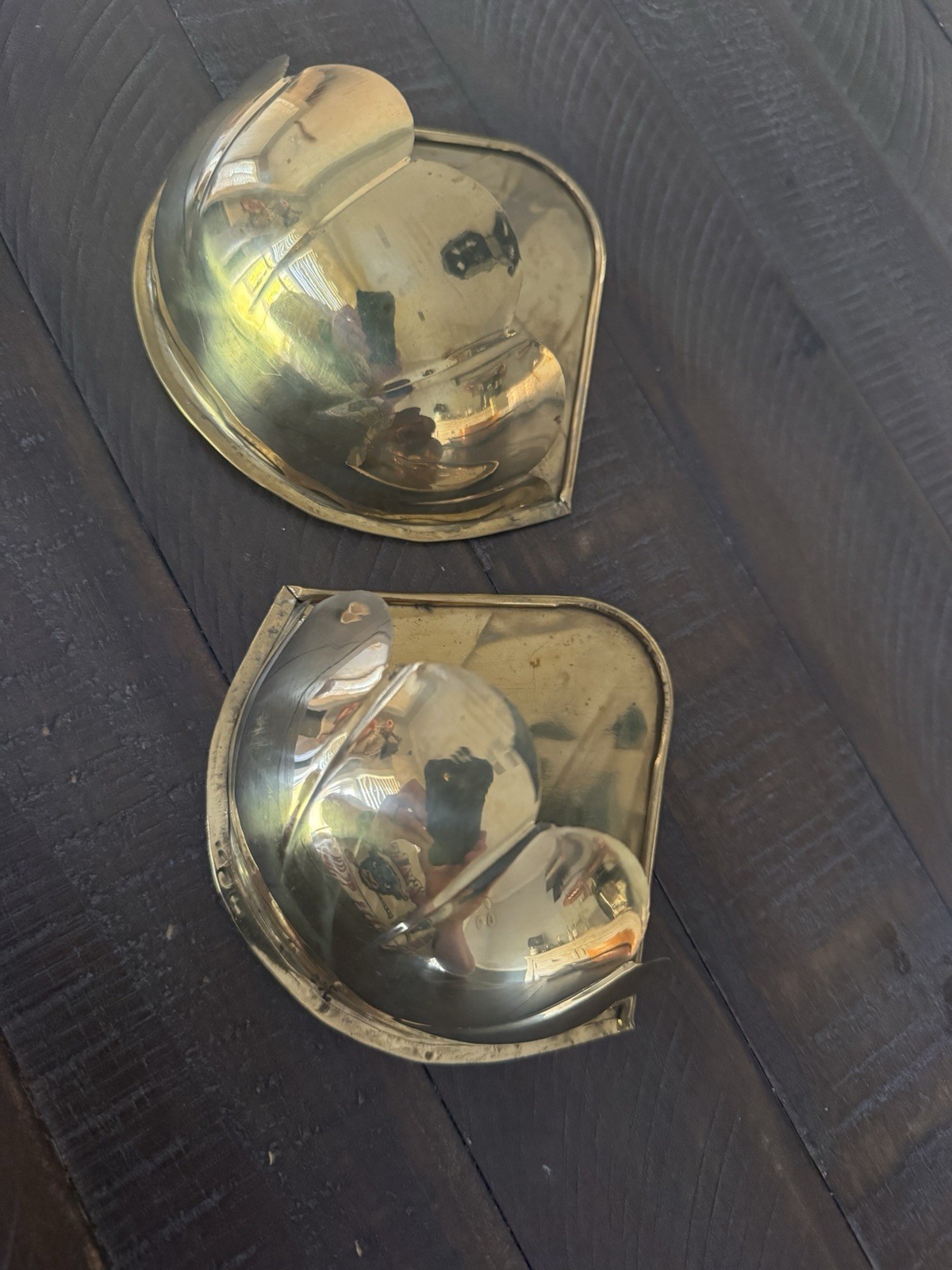 Vintage Polished Brass Wall Pockets / Wall Planters - Pair