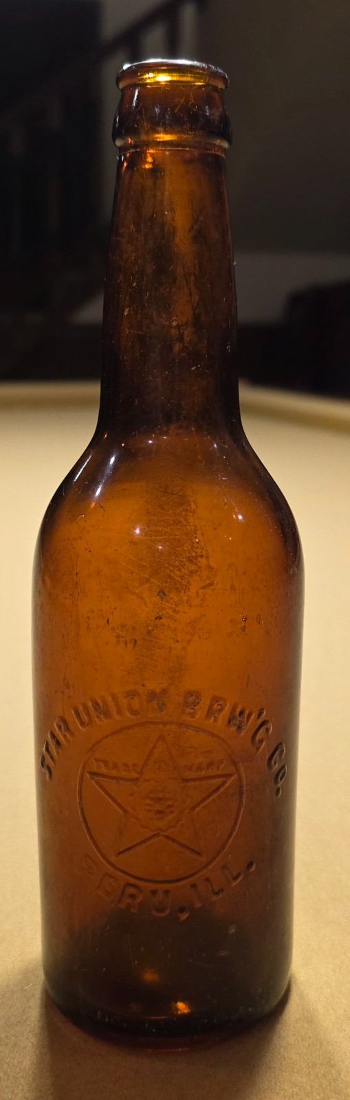 Vintage (Pre-Pro 1910s) STAR UNION BRW\'G. CO. PERU, ILL. Amber Qt. Beer Bottle