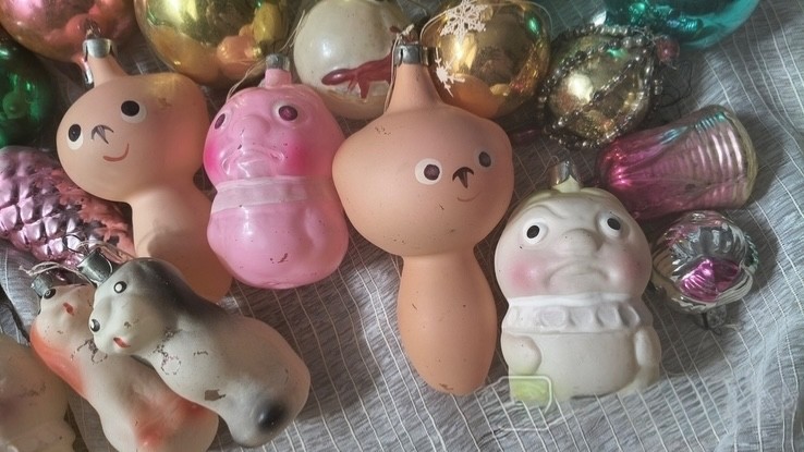 Vintage Soviet Glass Christmas Ornaments Mystery Box Reseller Lot 40-90 pcs