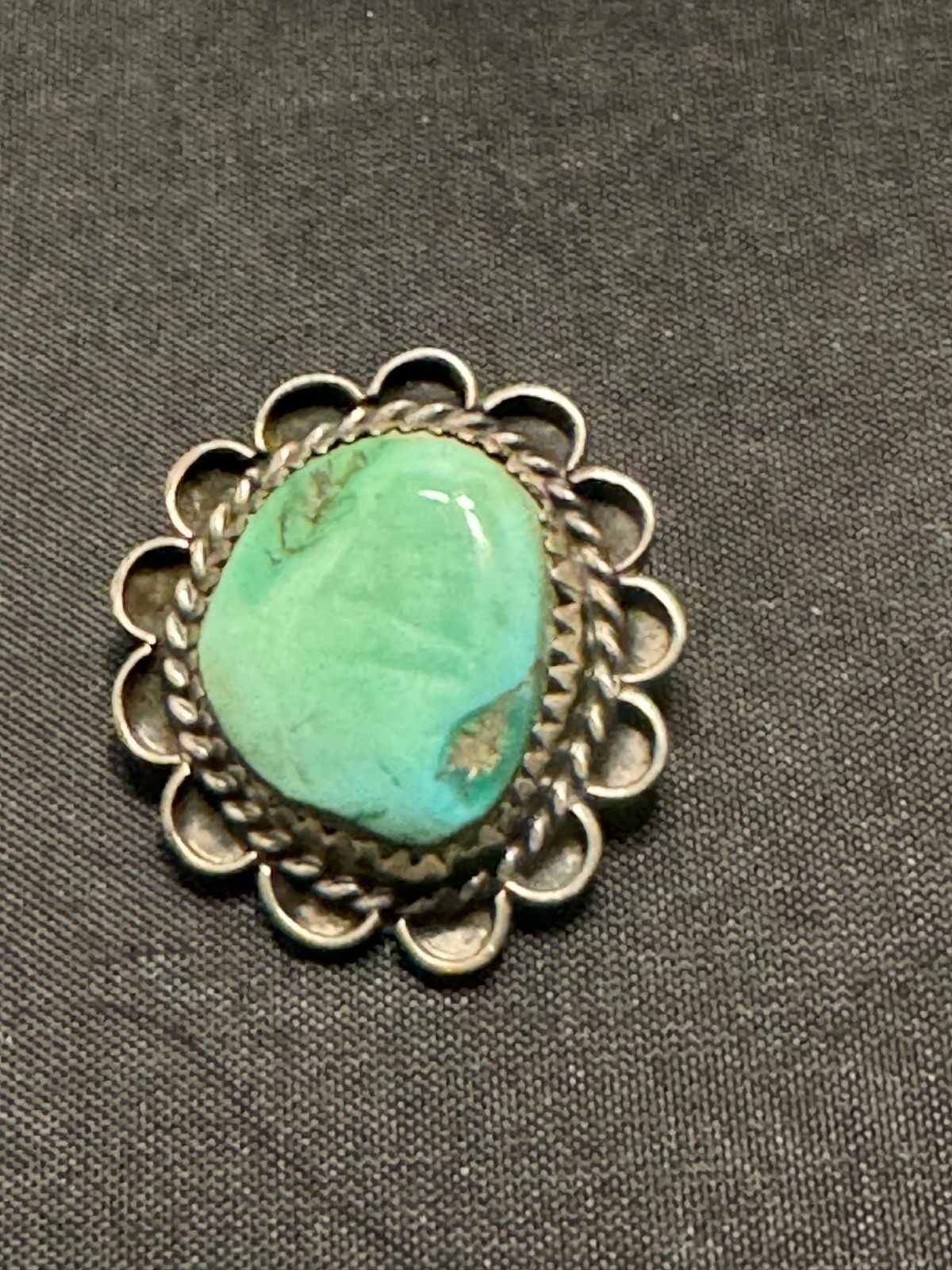 F-116 SW Native American Navajo Blue-Green Turquoise Sterling Silver Pendant