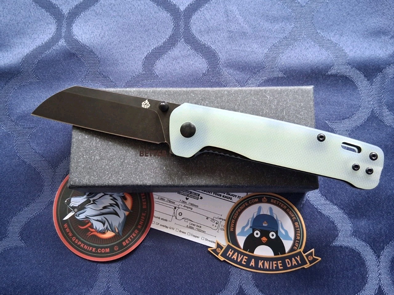 *NEW*🔥 QSP - Penguin V2 Folding Knife w/D2 Blade & Jade G10 Handle  (QS130W)