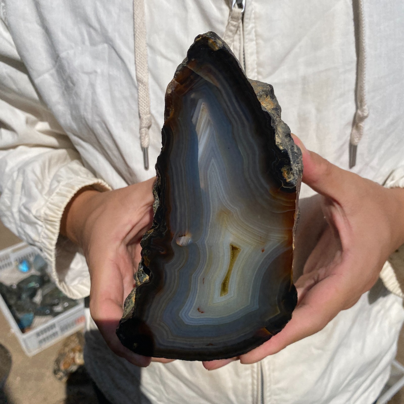 4.5lb Natural Lace Banded stripe Agate Quartz Crystal Rough mineral specimen