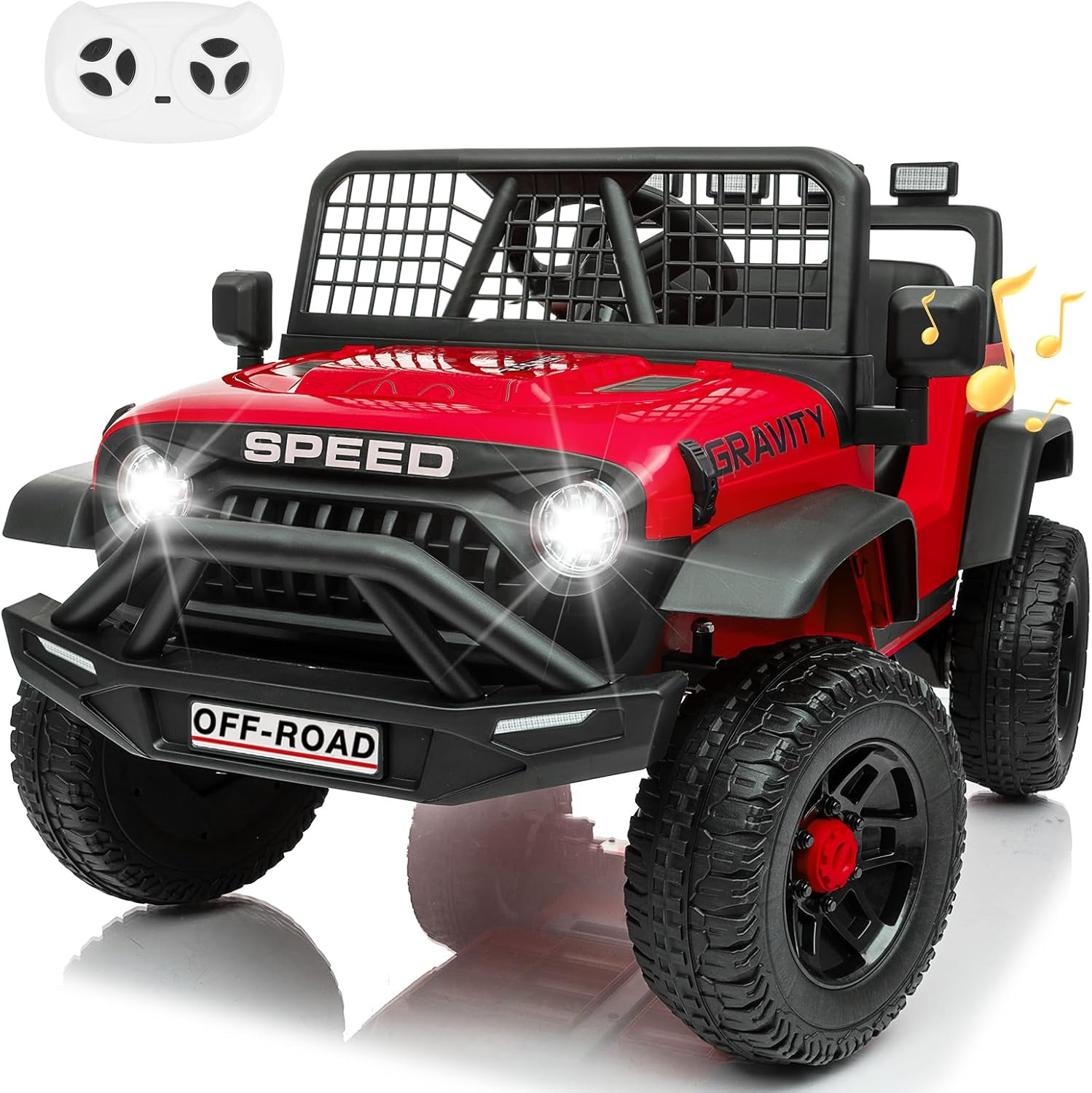 24V Ride on Toys W/Remote Control, 4WD Kids Ride on Truck Car, 3 Speed, Bluetoot