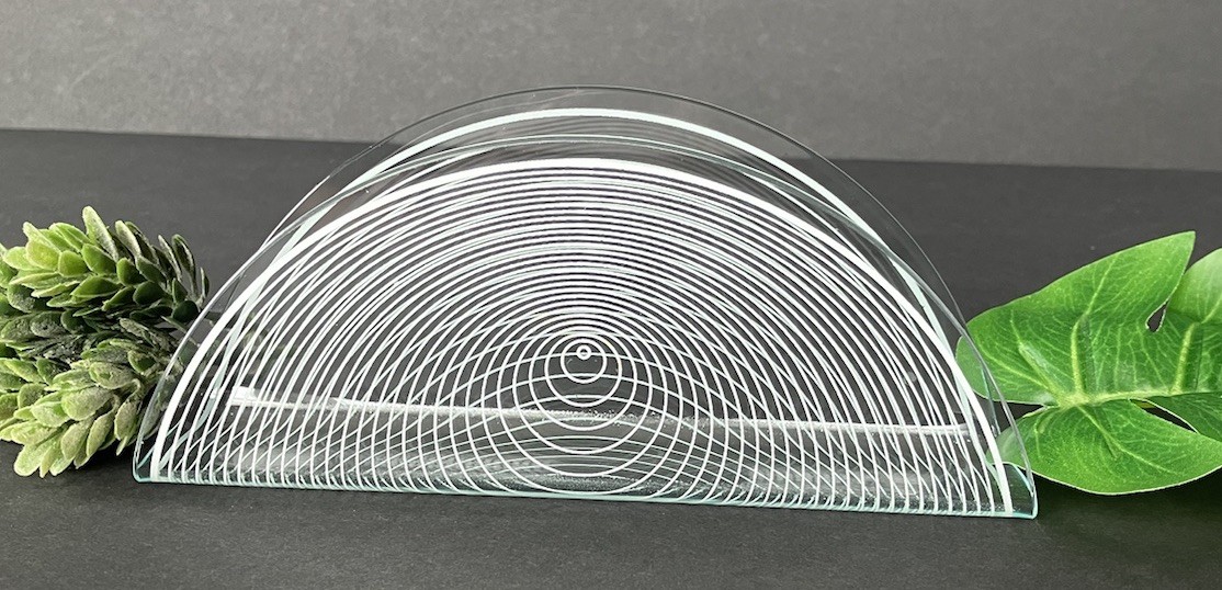 Vintage MCM Lausitzer Modern Op-Art Bent Crystal Glass Napkin Letter Holder