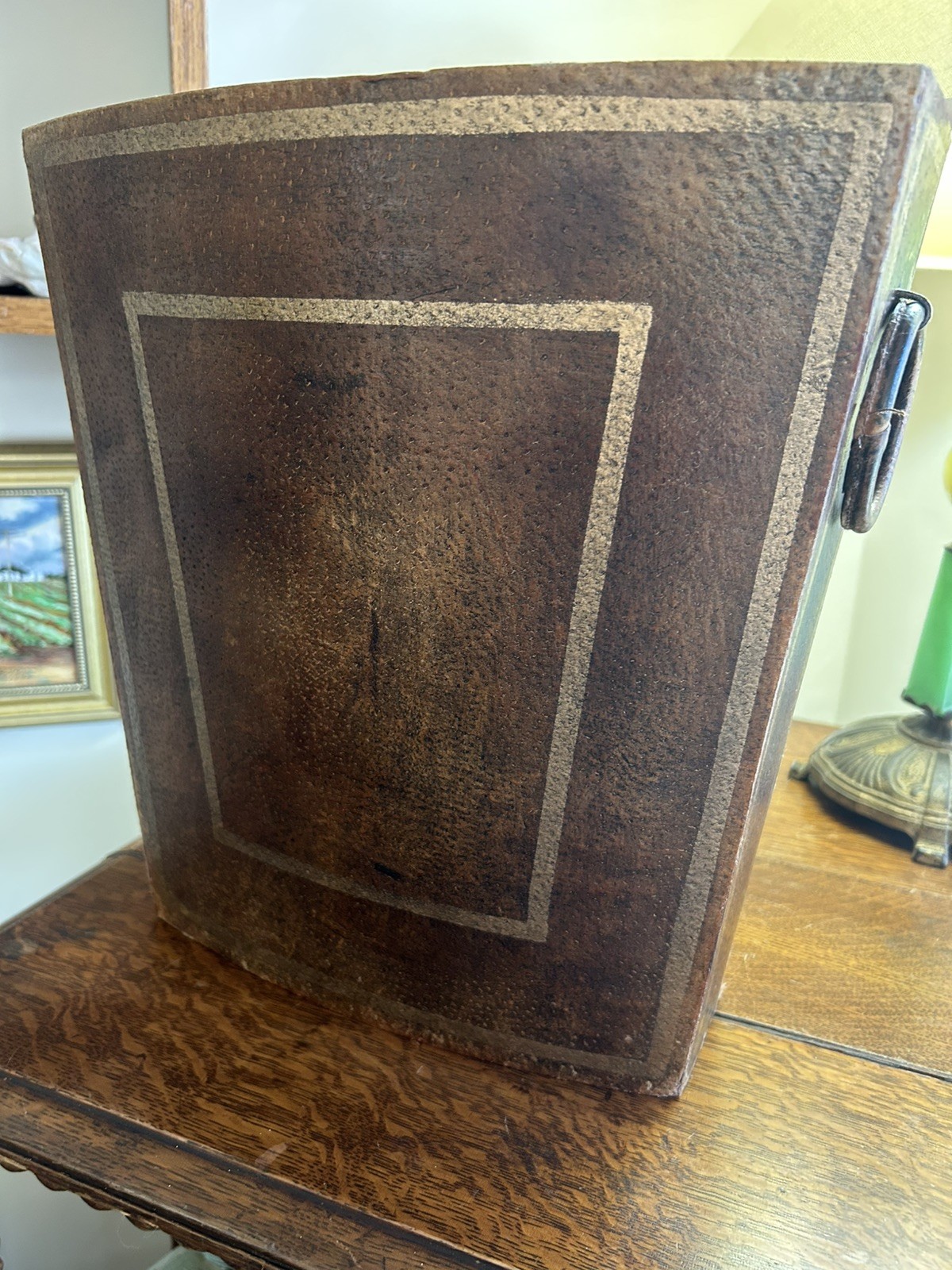 Unique Mid Century Document Storage/Holder with Tapered Design and Ring Handles