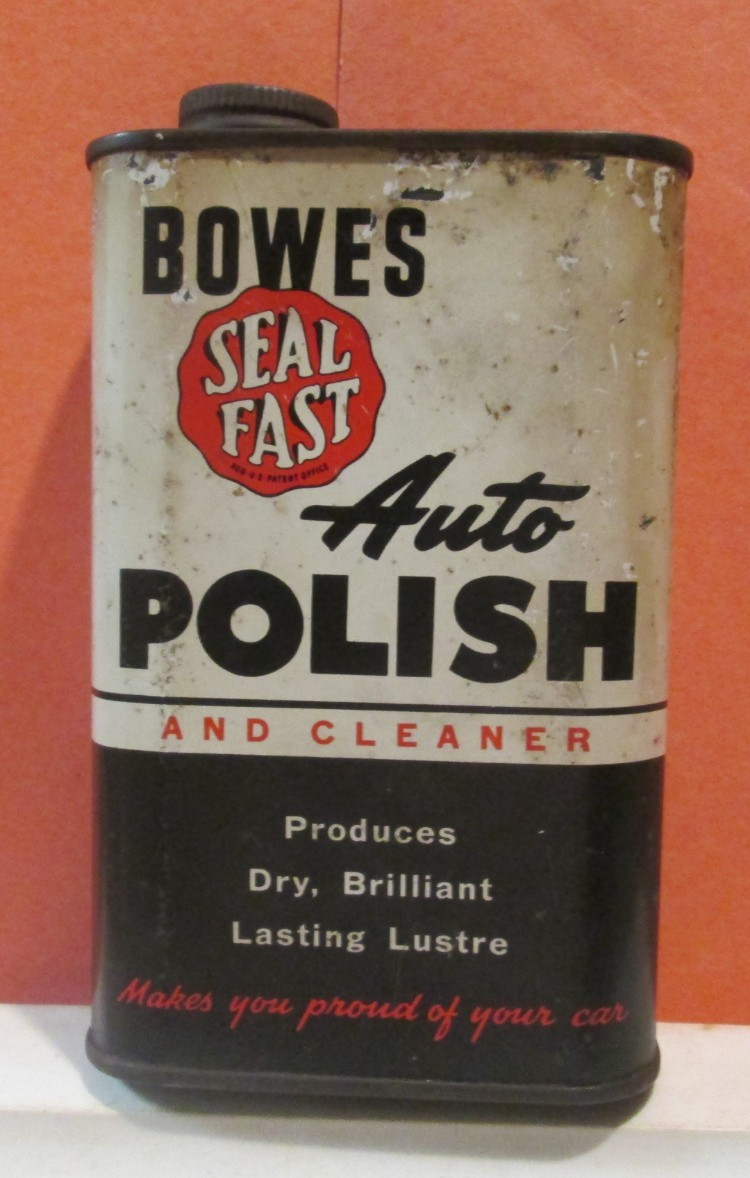 OLD VTG BOWES SEAL FAST AUTO POLISH AND CLEANER WAX CAR  5'' Tin METAL Can EMPTY