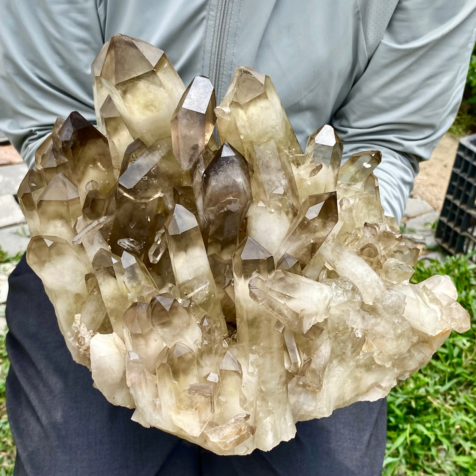 16.84LB Natural Tawny Crystal Quartz Crystal Cluster Mineral Specimen Healing