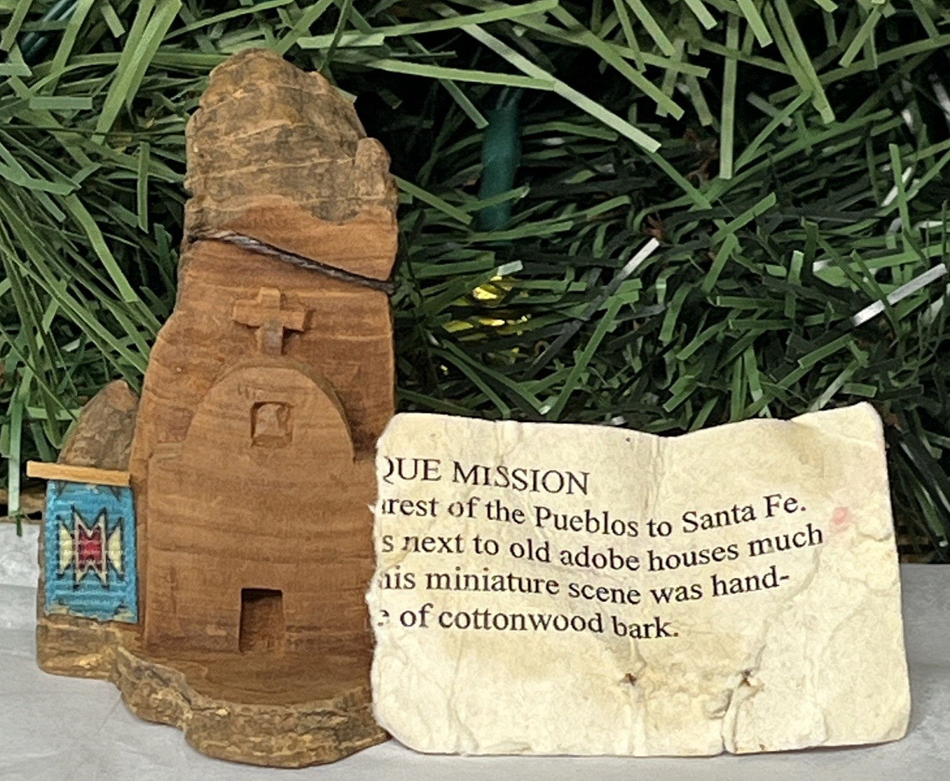 Vtg Hand Carved Cottonwood Bark Southwestern Adobe Church Christmas Ornament