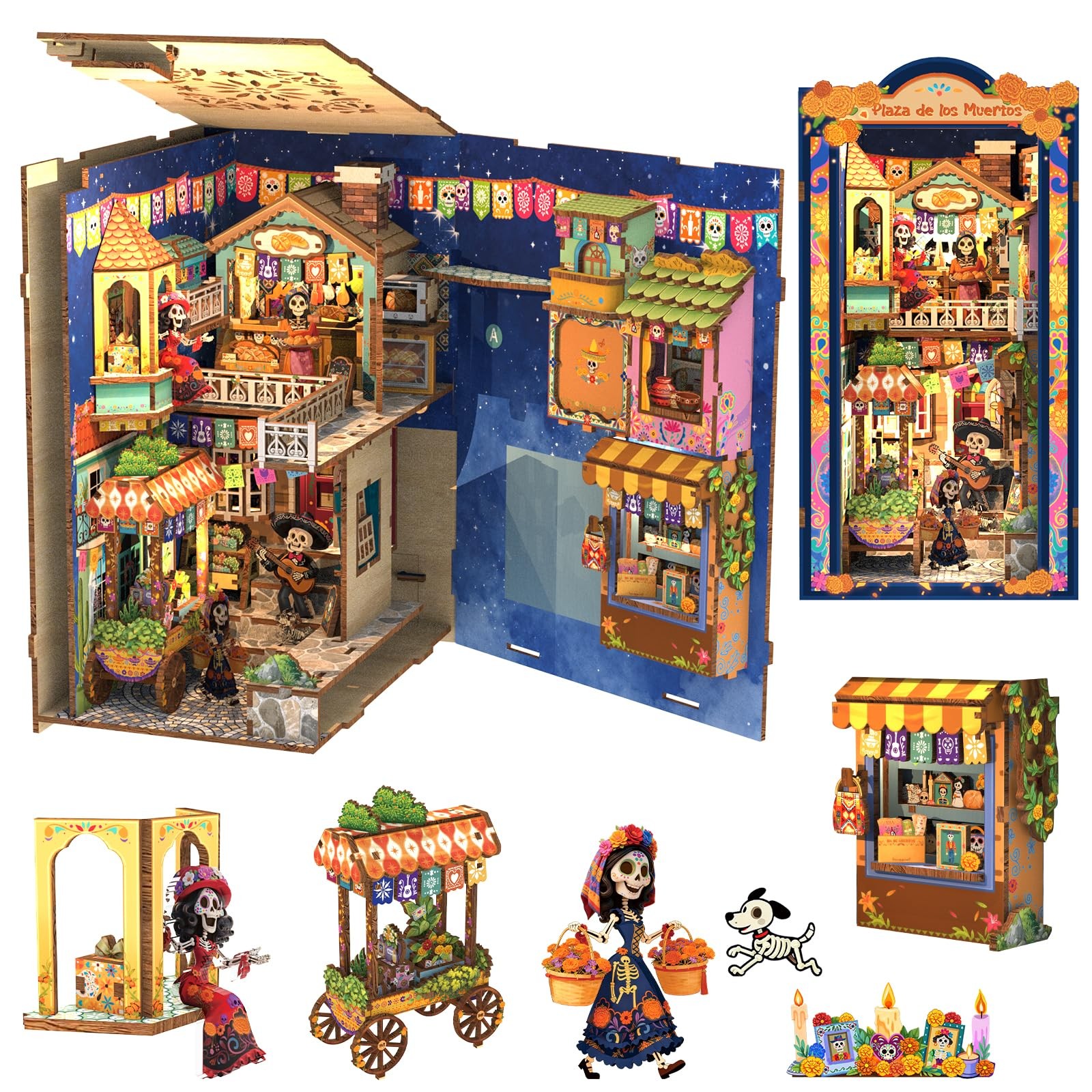 Cutefun Book Nook Kit for Adults, DIY Miniature House Mexican Art & Culture