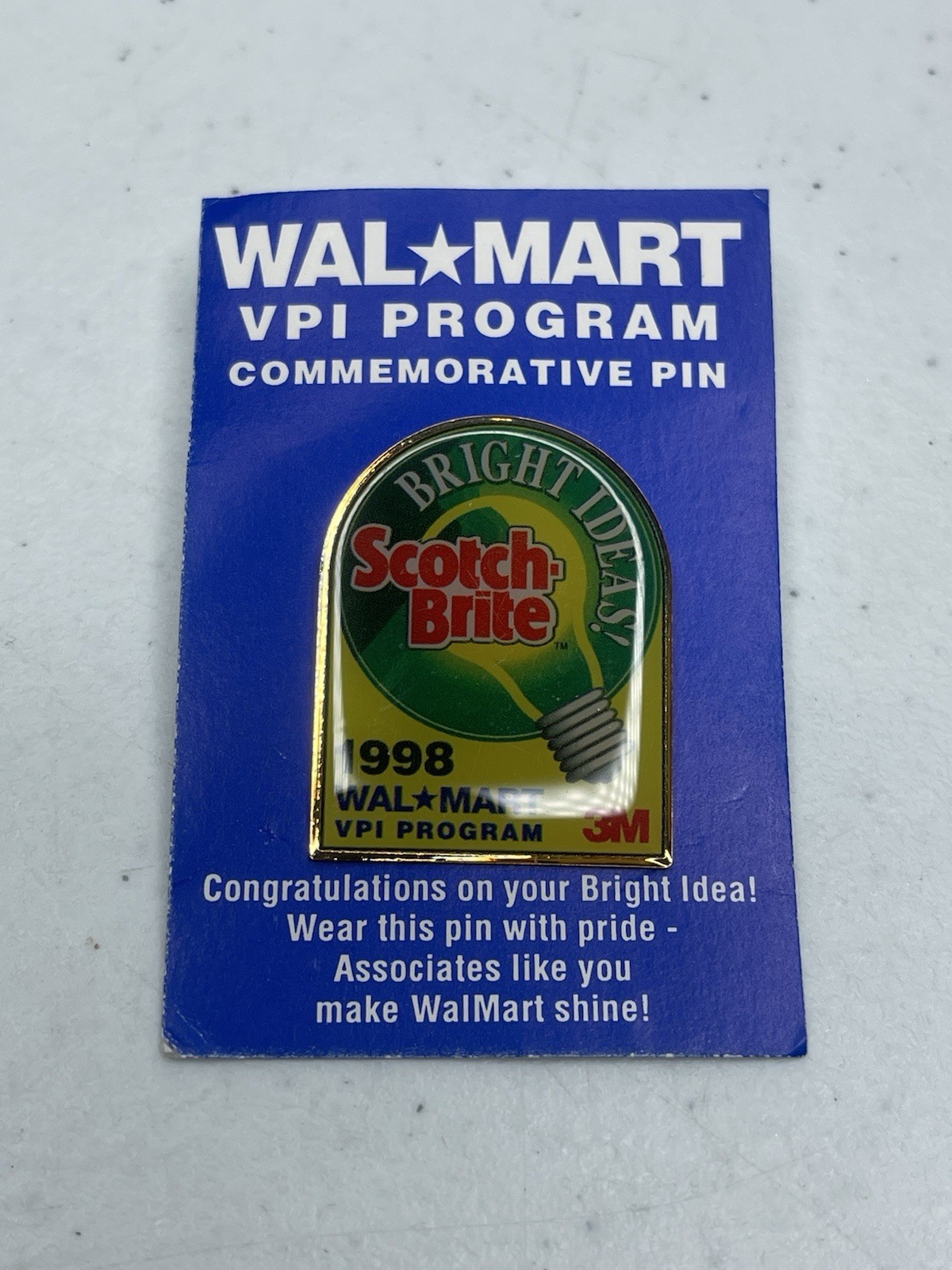 Vintage Walmart Scotchbrite VPI Bright Idea Employee Pin Associate Retro 90’s