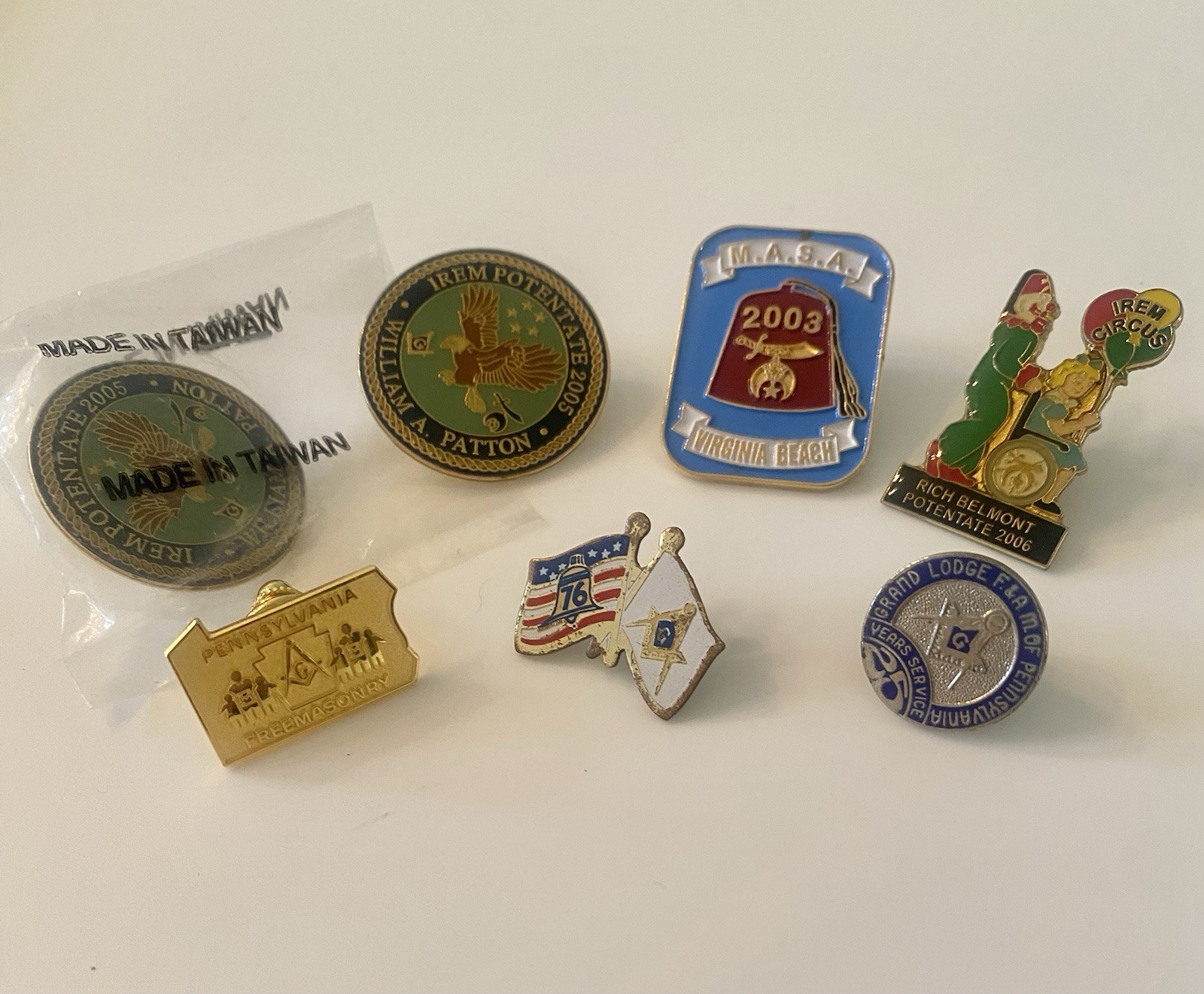 Vintage Estate Lot Masonic Masons Pins Pennsylvania Patton M.A.S.A. Rich Belmont