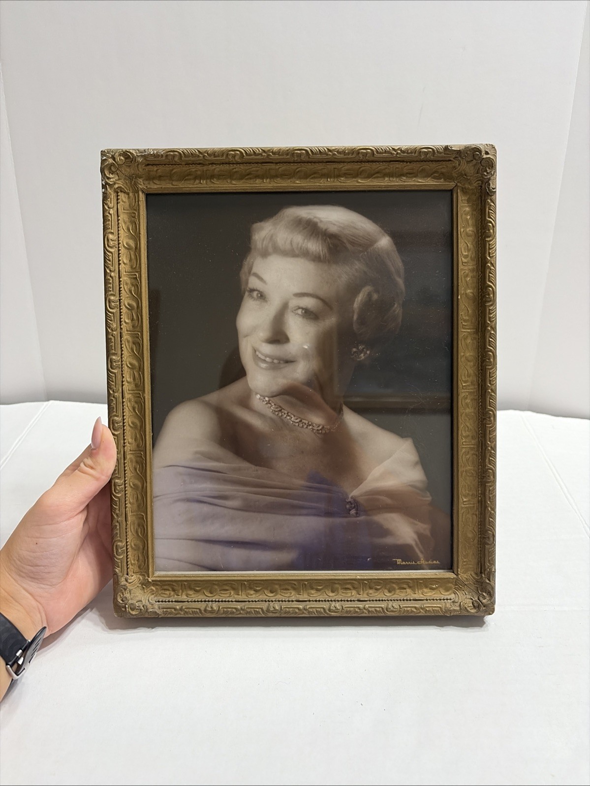 VTG 1956 Framed Photo Portrait Of Glamour Woman Marie Louise AS IS