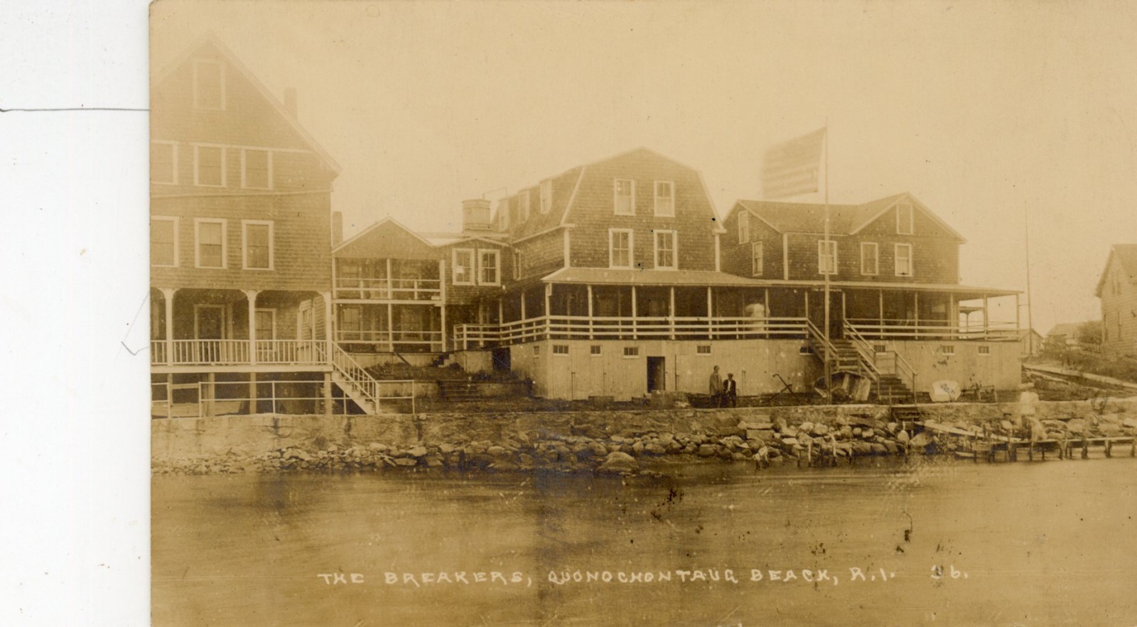 ca 1915 Quonochontaug RI photo postcard, The Breakers