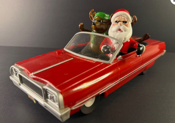 GEMMY Christmas Low Rider Red Chevy Car Santa Reindeer Animated Musical - WORKS