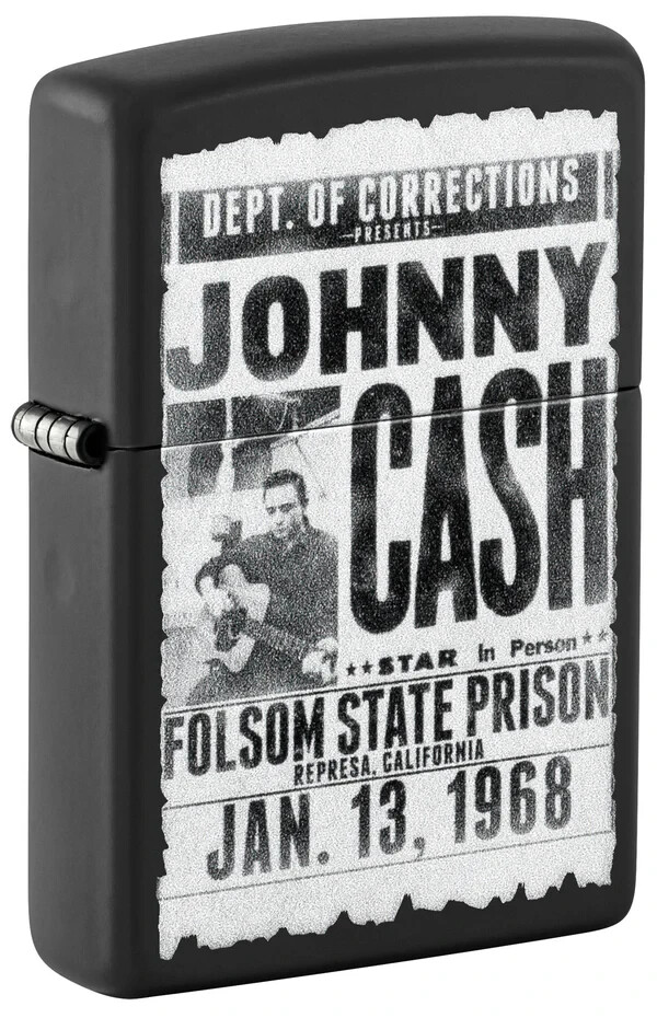 Zippo Johnny Cash Folsom Prison Design Black Matte Color Image 46490