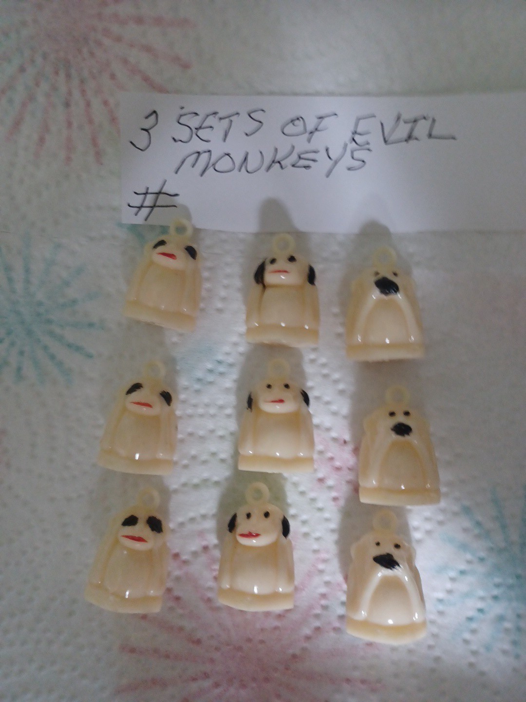 VINTAGE GUMBALL/VENDING EVIL MONKEY CHARMS  LOT OF 3 SETS