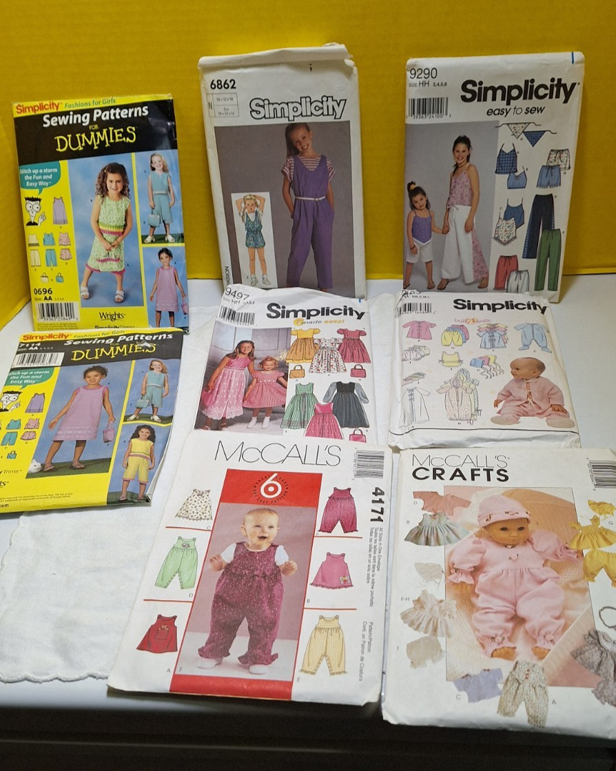 Vintage Children’s Sewing Patterns Lot of 8, Patterns Toddler Kids Cut Girls