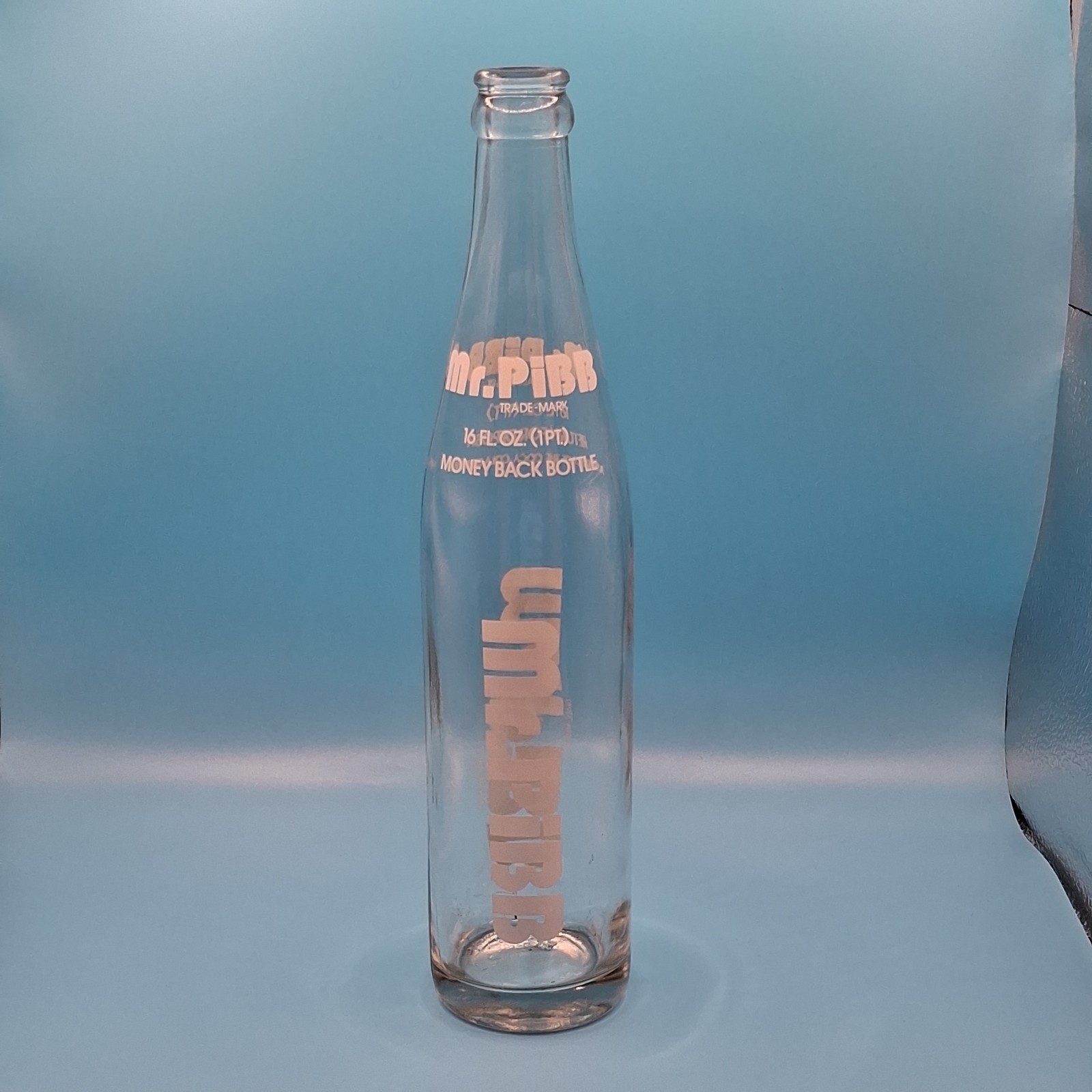 vintage Mr. Pibb 16 oz (1 pint) returnable glass bottle