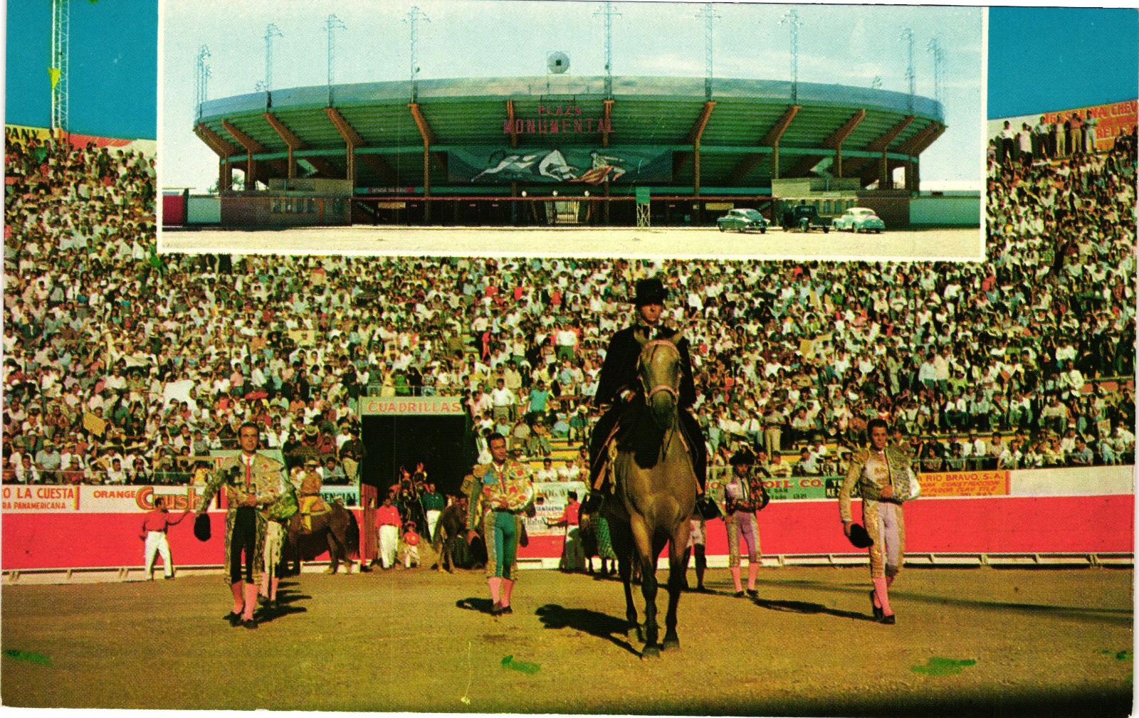 Vintage Plaza de Toros Monumental Juarez Mexico Bullring Matador Postcard Unused