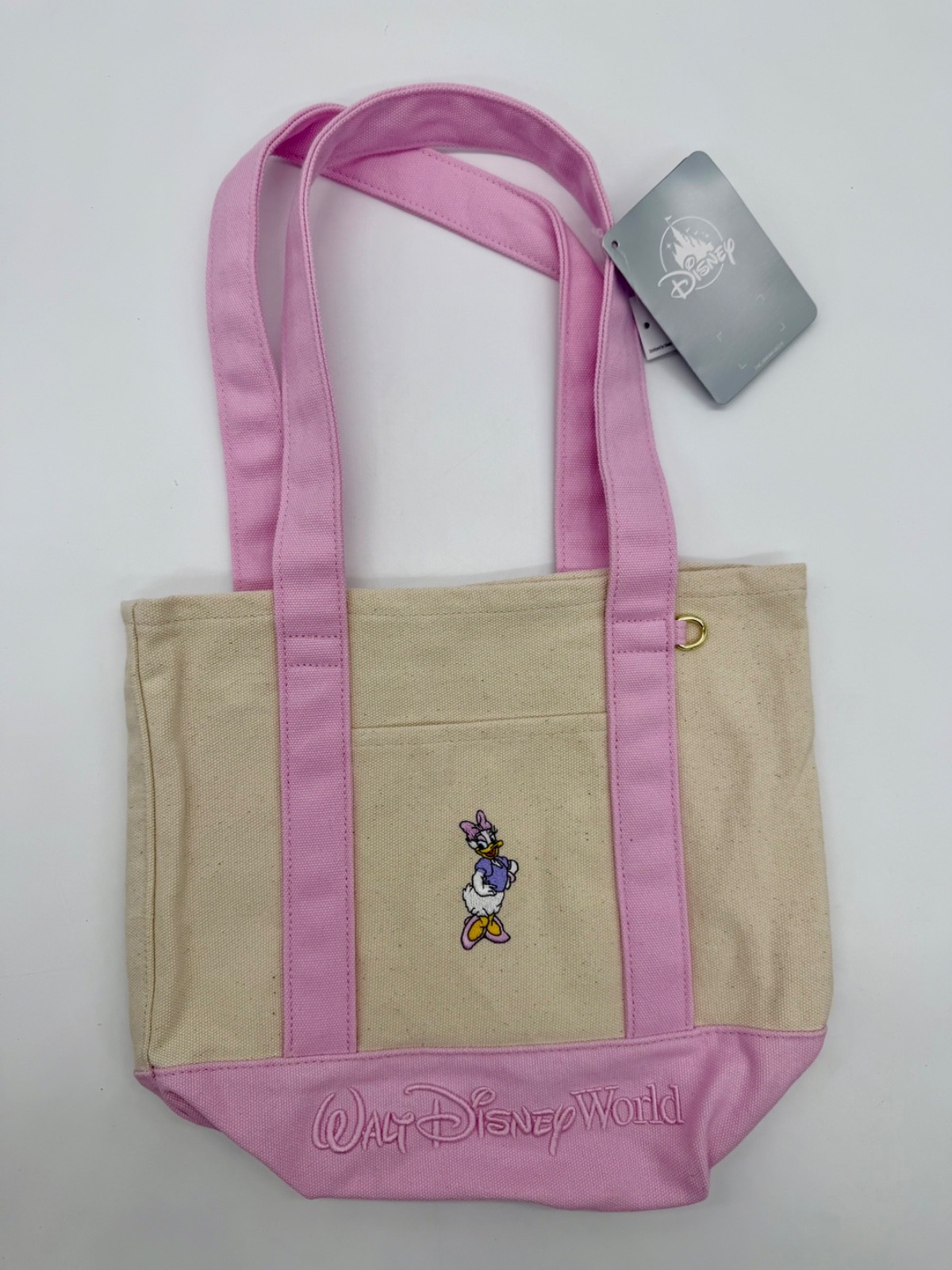 2026 Walt Disney World Park Daisy Duck Pink Canvas Mini Tote Bag New