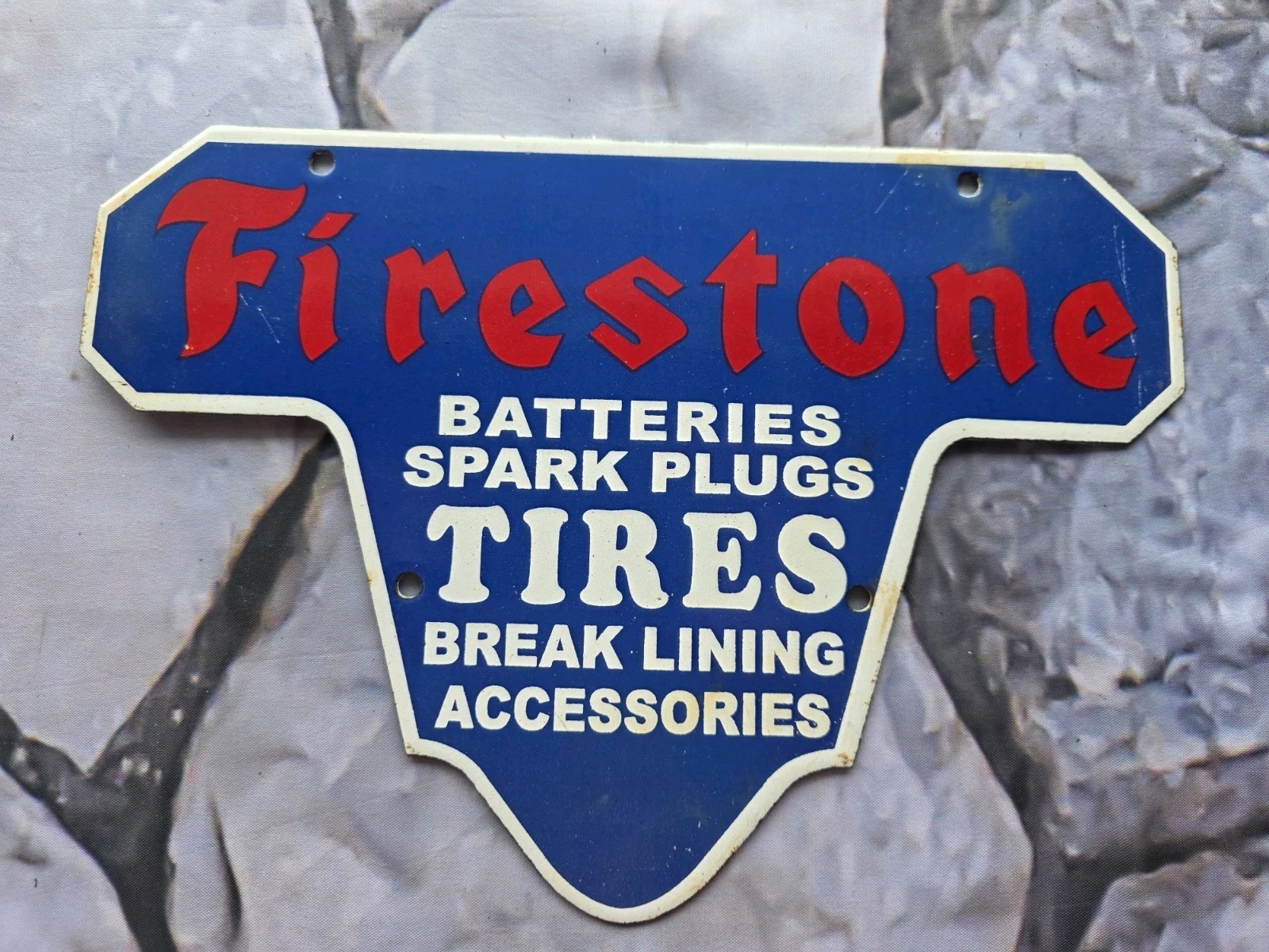 VINTAGE 1960'S FIRESTONE TIRES SERVICE PORCELAIN SIGN 12