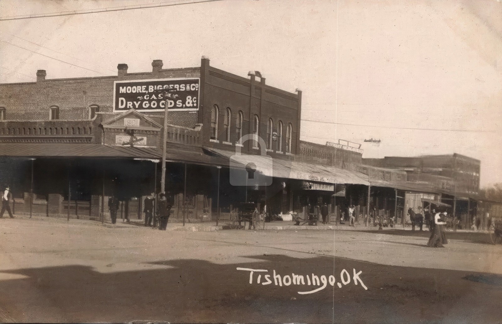 Tishomingo OK Oklahoma 1910 Bank Stores Hardware RPPC Photo Postcard COPY