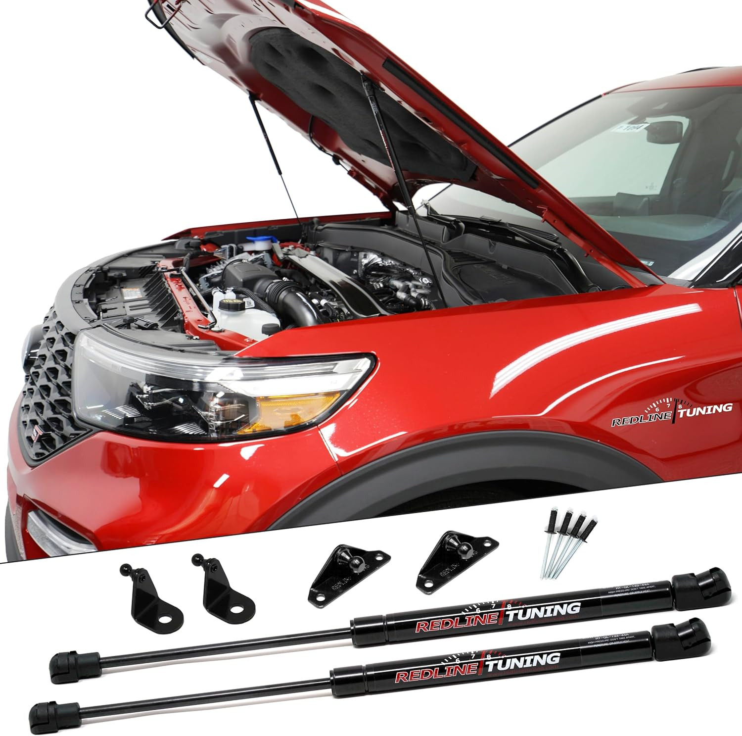 Hood Quicklift and Struts for Ford Explorer 2020-2027, All Black Components Hood Quicklift and Struts for Ford Explorer 2020-2027, All Black Components
