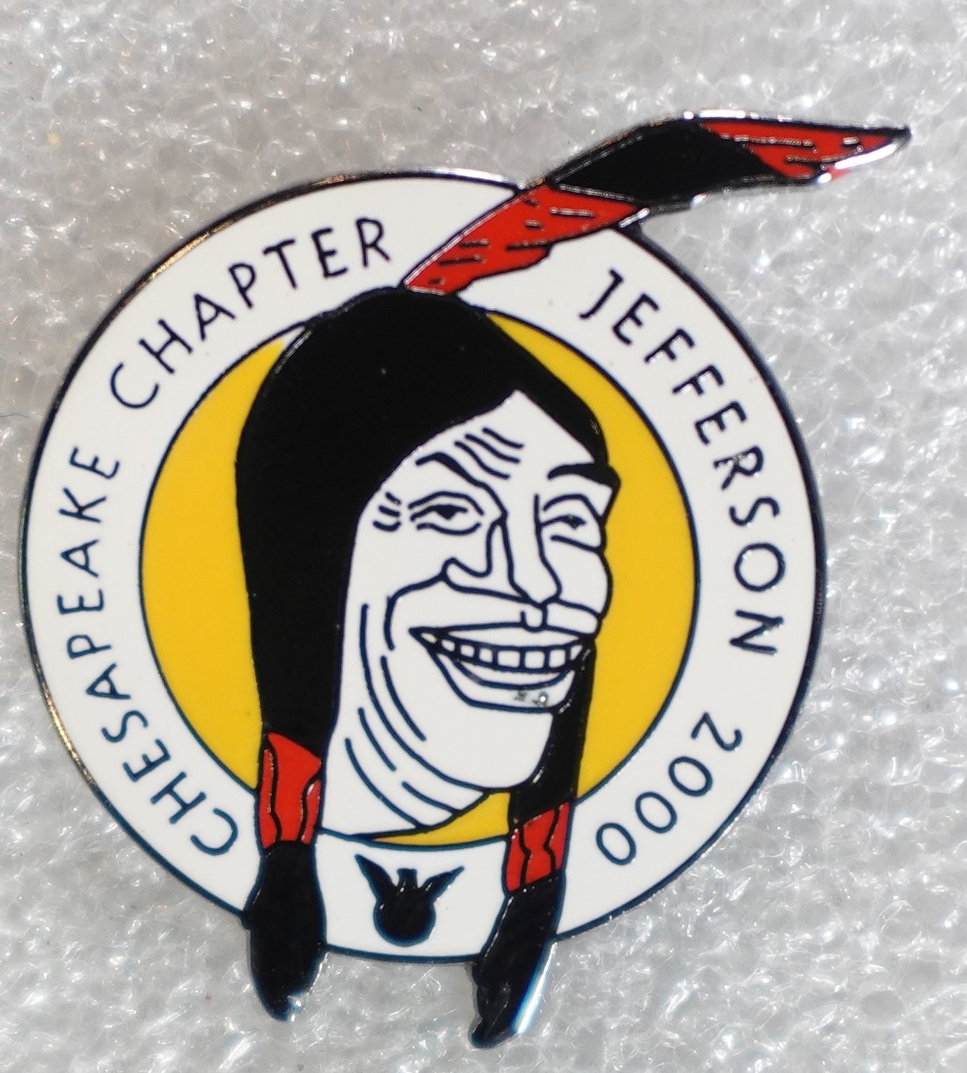 Chesapeake Chapter Jefferson Pinback Button Caricature 2000 motorcycle Indian