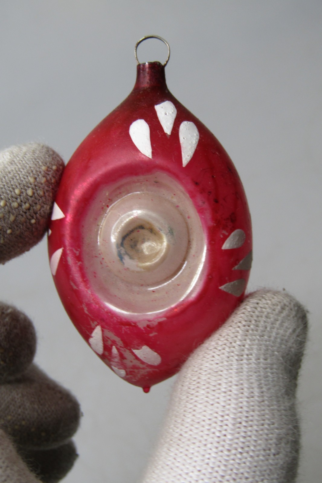 Vintage pre WWII Glass Double EYE Indent Pictured DROP Christmas Ornament Heidt
