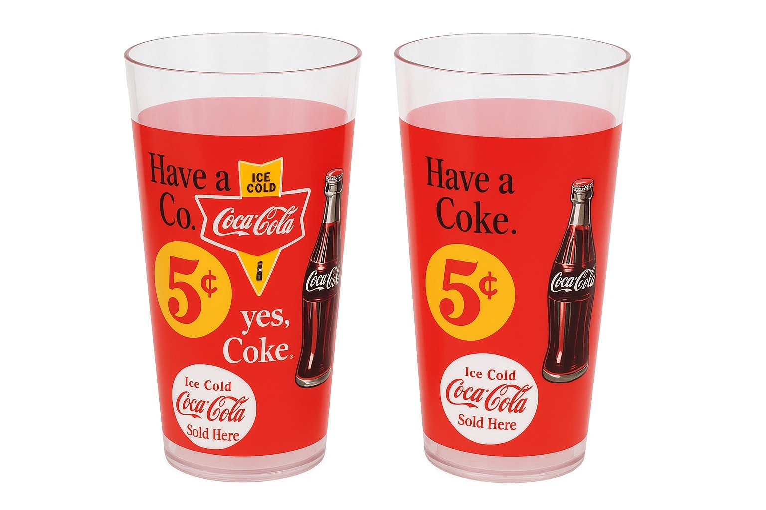 Coca-Cola Plastic Tumbler Cup Retro “Have a Coke” Artwork New Set Of Two 20oz.