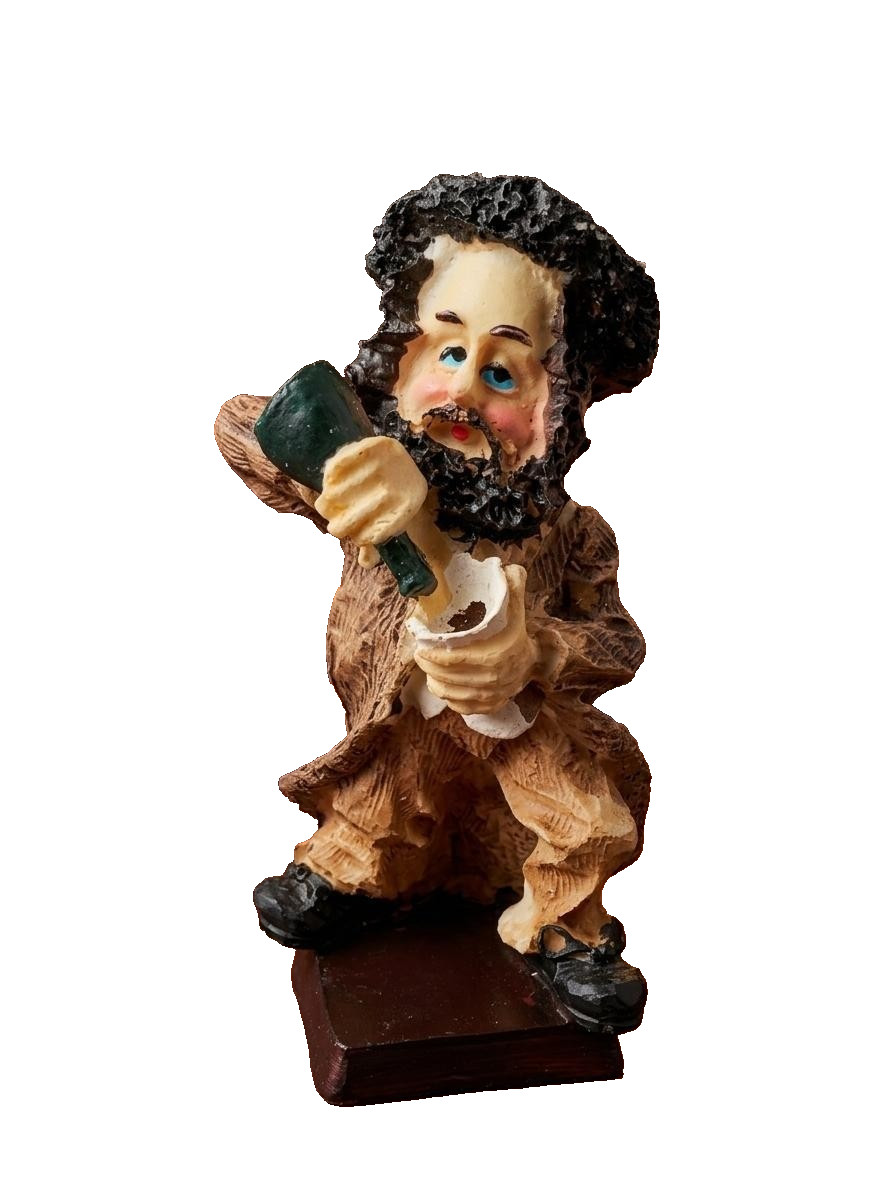Juwish Rabbi Figurine Wine bottle Handcrafted Judaica Decor Kiddush Passover