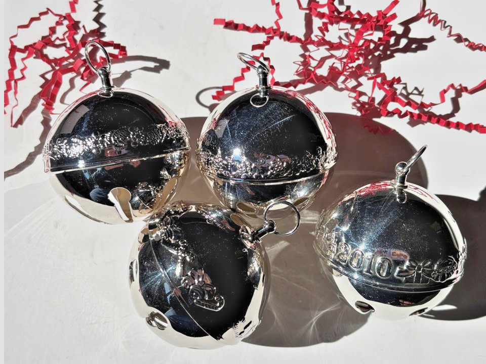 WALLACE Silver Plated Sleigh Bells, 2003, 2004, 2006, & 2008 (Set of 4). EUC.
