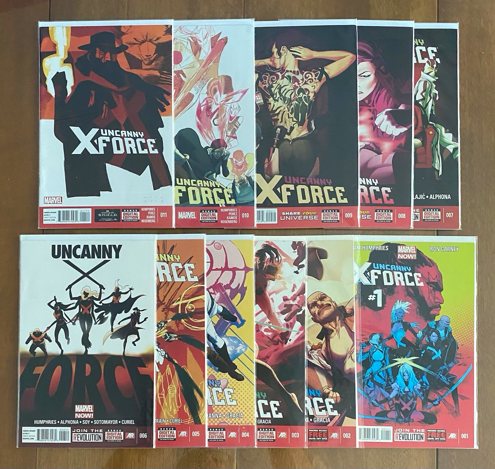 Marvel Comics Uncanny X-Force Lot (1-11) Complete Run Bagged & Backed 