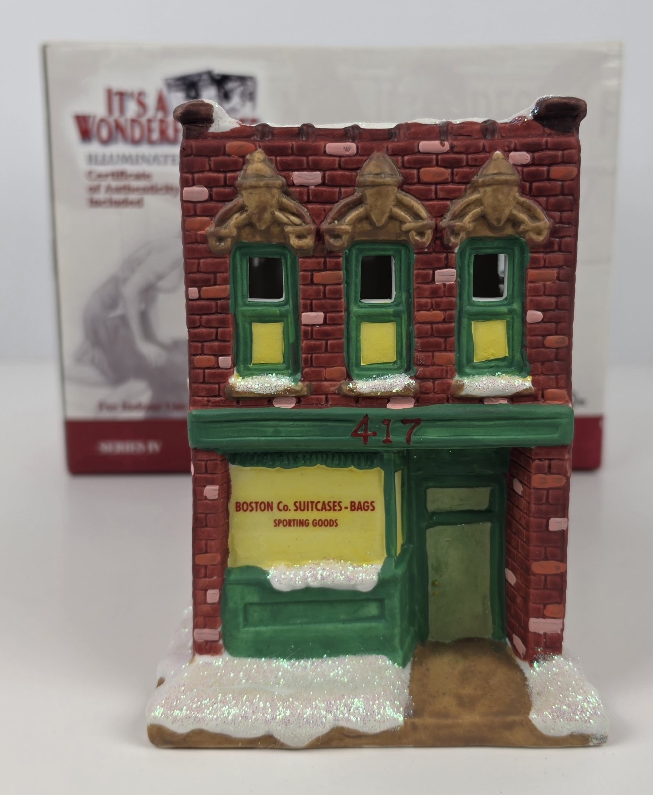 Enesco It's A Wonderful Life Illuminated Village Boston Co. Suitcase Store