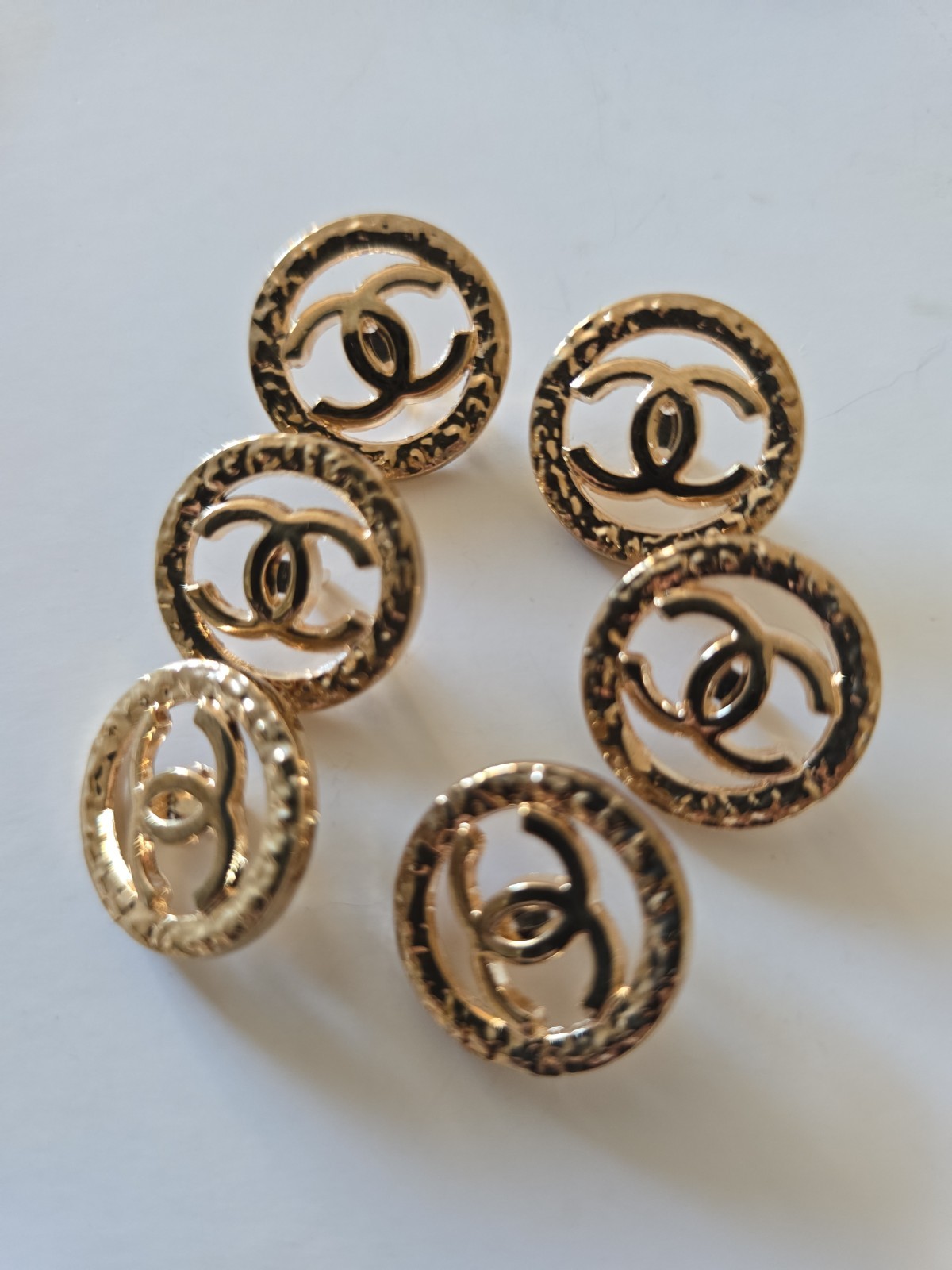 STAMPED Chanel lot of 6 Designer Gold Button Metal 23mm Heavy