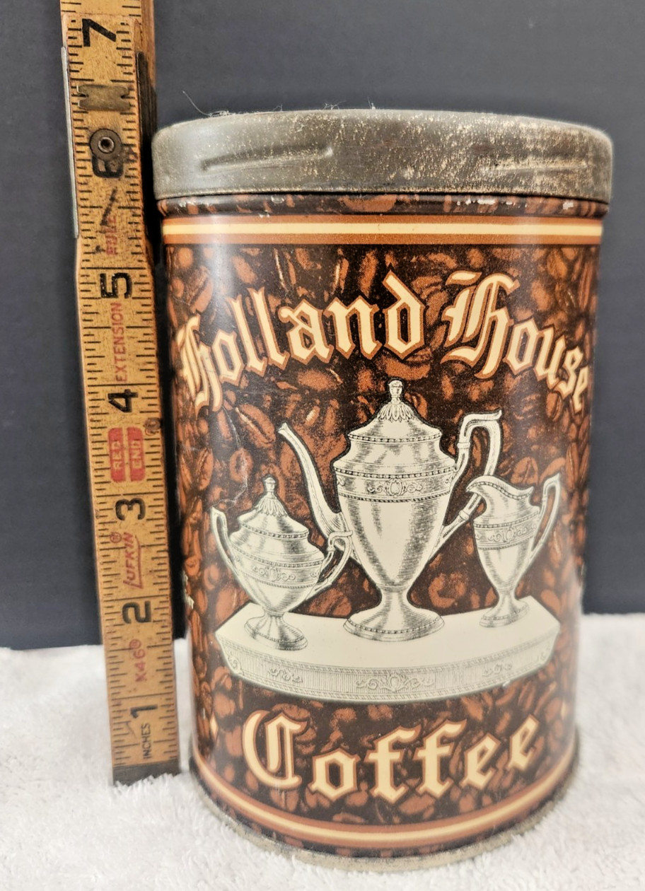 Vintage Holland House Coffee Tin Can 1 lb., Geo. F. Wiemann Kitchen Decor Clean