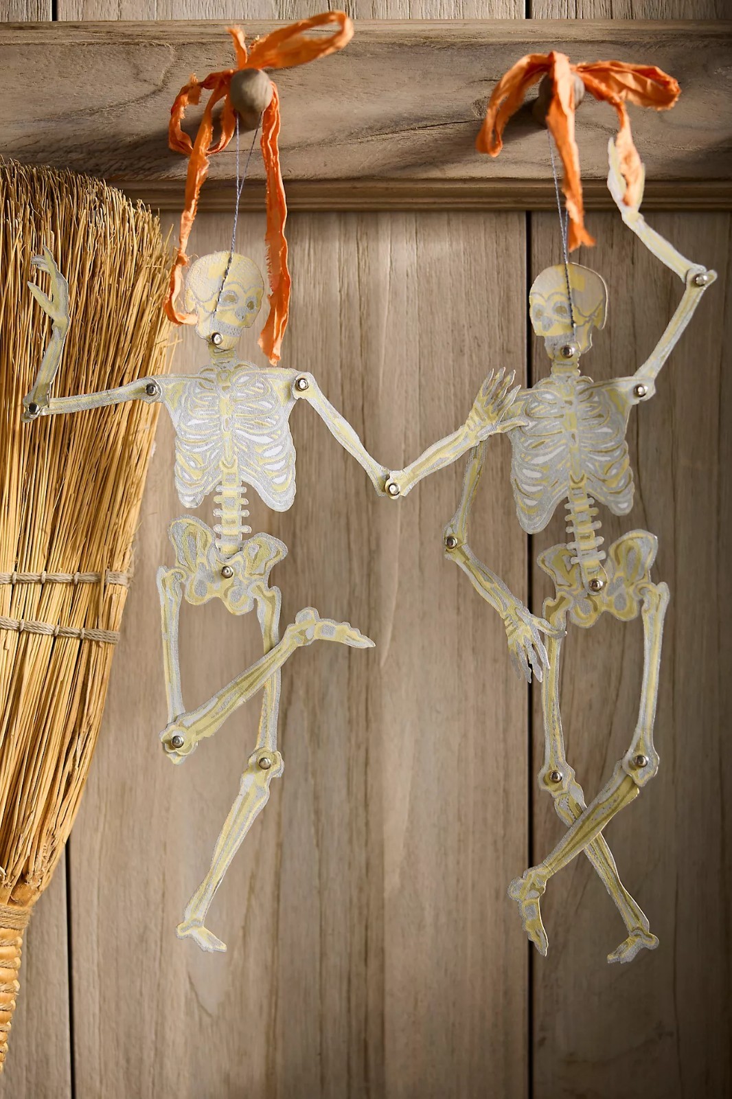 NEW Anthropologie  Paper Skeleton Ornaments, Set of 2 Halloween Decorations