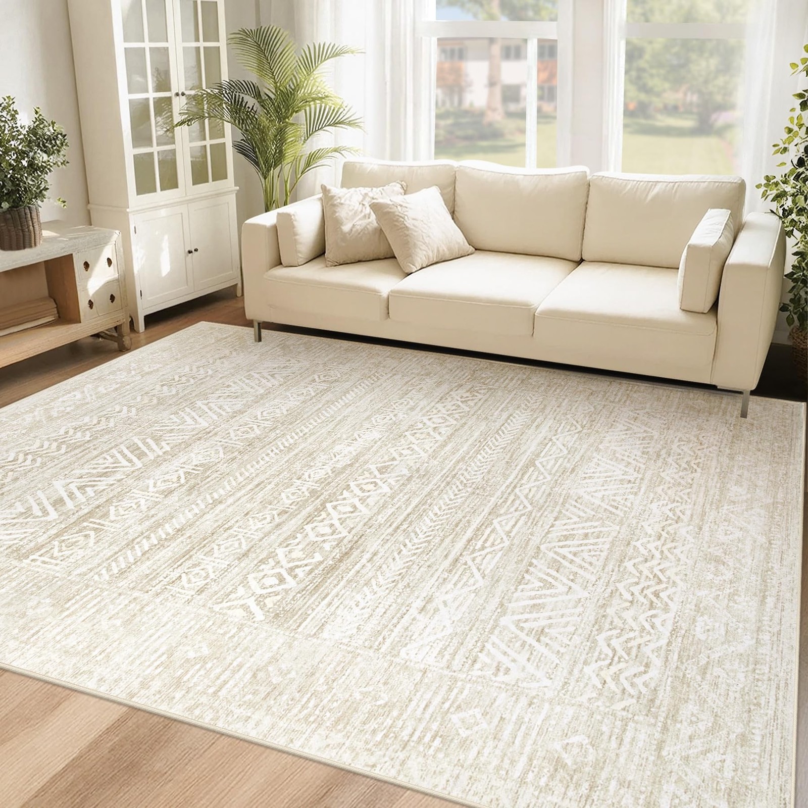 6x9 Area Rugs for Living Room: Washable Moroccan Geometric Boho Rug Farmhouse...