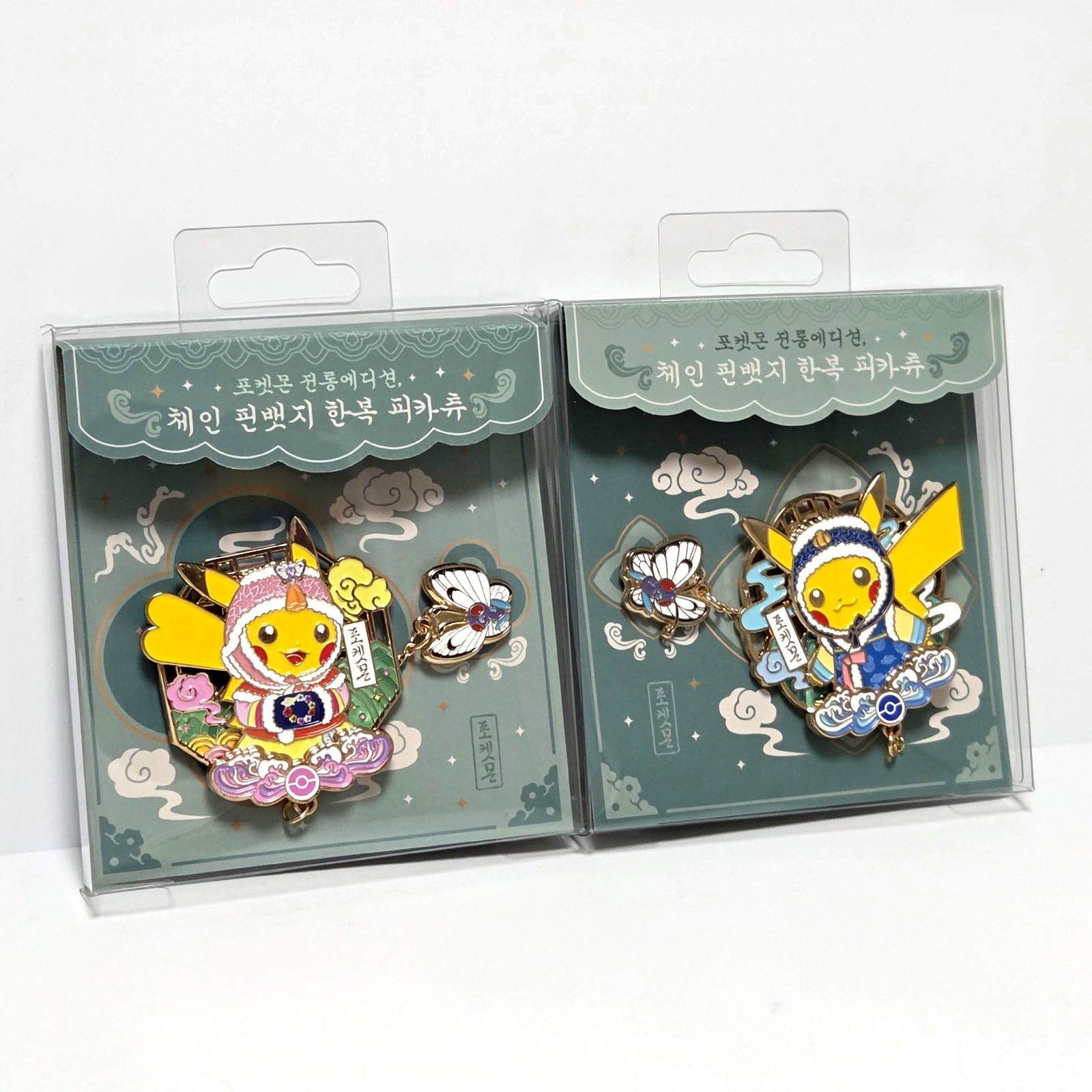 [Korea Exclusive] Pokemon Hanbok Pikachu Enamel Pins Set of 2 Official New Rare
