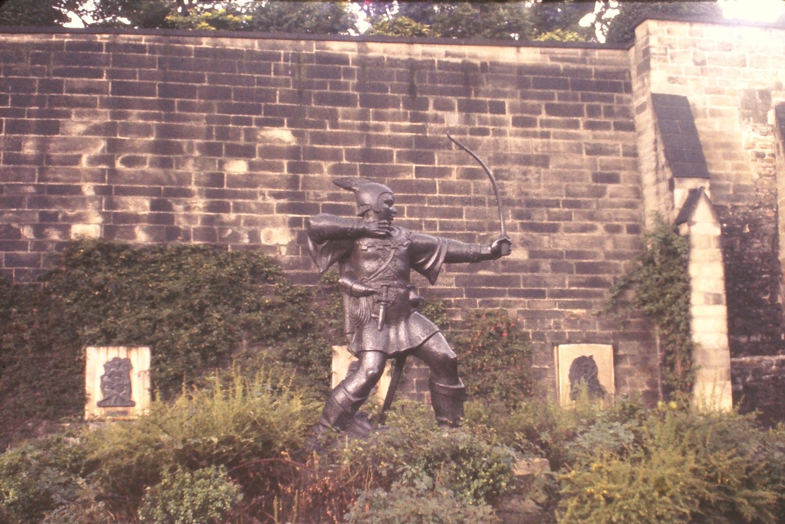 c1960\'s Kodachrome 35mm Slide, Robin Hood Statue Nottingham Castle England